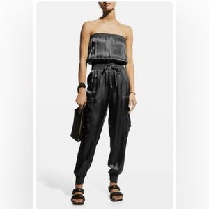 cinq a sept Jumpsuit Black Strapless Patrice Poly Cargo Pockets Nwt Size XS